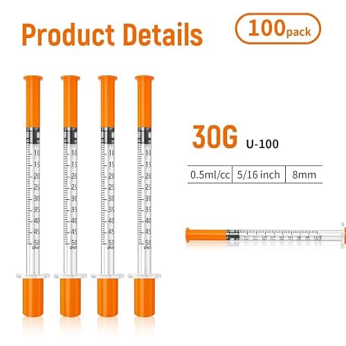 0.5ml 30G 1ml/cc 5/16" (8mm) Pack of 100 thumbnail 5