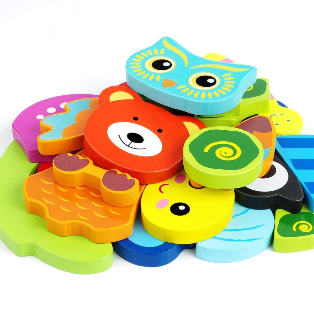 Toddler Puzzles, Wooden Jigsaw Animals Puzzles for 1 2 3 Year Old Girls Boys Toddlers, Educational Preschool Toys Gifts for Colors & Shapes Cognition Skill Learning thumbnail 3