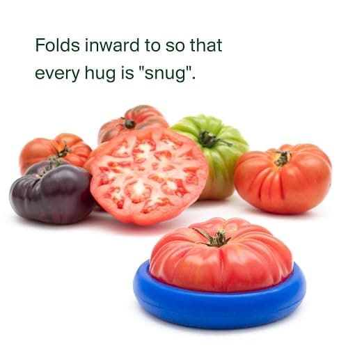 Food Huggers 5pc Reusable Silicone Food Savers | BPA Free & Dishwasher Safe | Fruit & Vegetable Produce Storage for Onion, Tomato, Lemon, Banana, Cans & More | Round, Ice Blue thumbnail 8