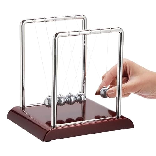 Juvale Newtons Cradle Pendulum - 7 x 6 x 7 in, Silver Stainless Steel - Desk Decor & Office Decor for Men - Stress Relief Desk Toy - Science Teacher Gift & Physics Toy thumbnail 5