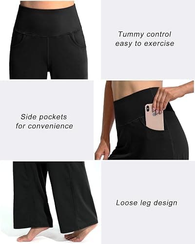 Promover Wide Leg Pants Woman Yoga Pants with Pockets Stretch Loose Casual Lounge Sweatpants Petite/Regular/Tall thumbnail 3