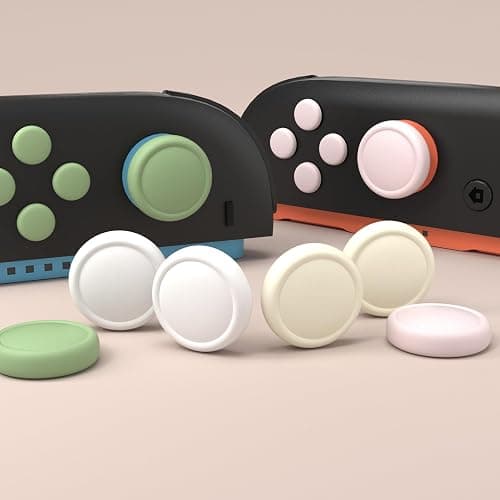 PlayVital Button Caps + Thumb Grip Set for Nintendo Switch 2, 8 Silicone Colorful ABXY Directional Button Covers & 4 Joystick Caps for Joycon - White & Pink & Antique Yellow & Matcha Green thumbnail 5