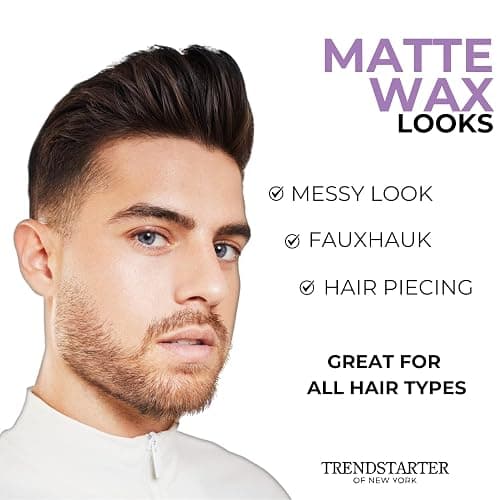 TRENDSTARTER - MATTE WAX (4oz) - Firm Hold - Matte Finish - Water Based All-Day Hold Hair Styling Pomade – Flake-Free Styling Wax for All Hair Types thumbnail 5