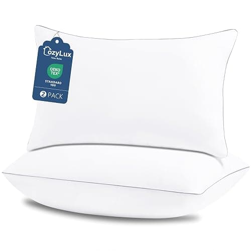 CozyLux Soft Supportive Bed Pillows for Side and Back Sleepers, Oeko-Tex Certified Down Alternative Filling, Hotel Quality Fluffy Sleeping Pillow, Standard Size Set of 2, White, 18" x 26" - Image 1