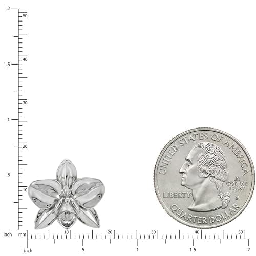925 Sterling Silver Orchid Flower Necklace Pendant with 18" Box Chain, Nickle Free Hypoallergenic for Sensitive Skin, Island Tropical Jewelry with Gift Box thumbnail 4