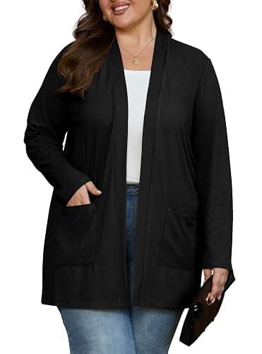 OLRIK Plus Size Lightweight Cardigan For Women 2025 With Pockets Long Sleeve Casual Jacket Open Front Cover Ups thumbnail 2