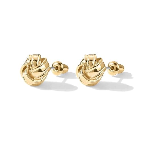 PAVOI 14K Gold Plated 925 Sterling Silver Post Love Knot Stud Earrings | Gold Earrings for Women thumbnail 3