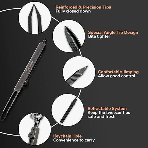CIVIVI Precision Tweezers for Splinters, Retractable Keychain Tweezers for Men Women EDC Carry, Tac-N-Tweeze Tweezers with Leather Sheath Designed By Bob Terzuola C19062B-A thumbnail 4