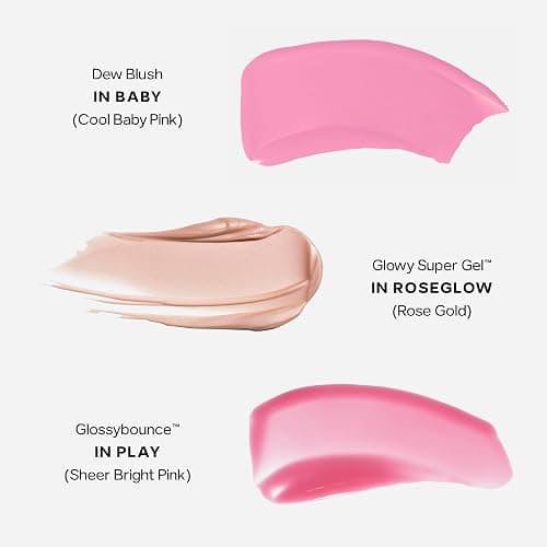 Saie SaieGlow Starter Makeup Kit - Glowy Super Gel in Roseglow, Dew Blush in Baby, and Glossybounce Lip Gloss in Play - Summer Essentials Makeup Set in a Mini Reusable Jelly Travel Bag (3 Count) thumbnail 3