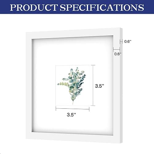 An&He 8x8 Picture Frames Set of 6, Displays 4x4 with Mat or 8x8 Without Mat Photos, Square Collage Wall Decor for Gallery, Tabletop & Wall Decor, White thumbnail 3