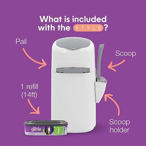 Litter Genie Style Pail |Cat Litter Waste Disposal System for Odor Control | Includes 1 Square Refill Bag, Made in Canada thumbnail 11