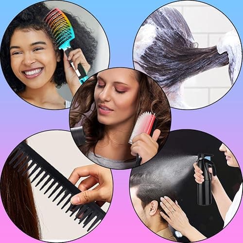 12Pcs Detangling Brush Set for Curly Hair, Curly Hair Brush with Sleep Bonnet Afro America/African 3a to 4c Texture, Easier and Faster on Wash Days thumbnail 6