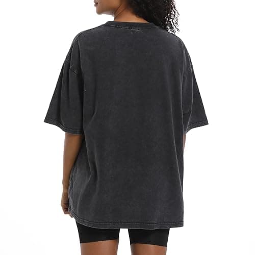 BINTEHGS Oversized Grunge Vintage t Shirts for Women Short Sleeve Cotton Casual Baggy Tees Teens Trendy Crew Neck Loose Tops thumbnail 3
