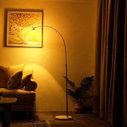MIXL - Orange Arc Floor Lamp with Acrylic Shade,Arch Reading Lamp Floor Standing,Mid Century Modern Orange Standing Lamp for Living Room Bedroom thumbnail 2