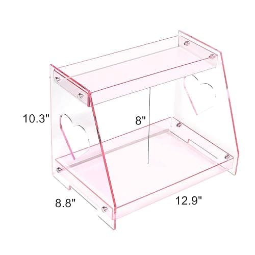 ROYALITA 2 Tier Pink Heart Bathroom Countertop Organizer Display Shelf, Acrylic Tray Makeup Perfume Storage Organizer for Dresser Vanity, Spice Rack, Skincare, Coffee Bar, Valentine's Day thumbnail 2