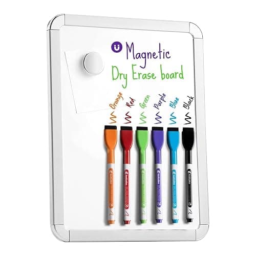 Kedudes Magnetic 8.5’’ x 11’’ Small Dry Erase Whiteboard - Includes 6 Magnetic Dry Erase Markers, Assorted Colors - Small Board for Fridge, Locker, Office, Classroom, Dorm Room - Image 1