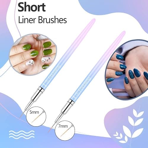 Liner Brush for Nails, 6Pcs Thin Nail Art Brushes Professional Nail Detail Brush for Gel Polish Sizes 5/7/9/11/15/25mm (Blue and Pink) | Sizes 5/7/9/11/15/25mm (Blue and Pink), Professional Nail Detail Brush, Soft Non-Deforming Fiber Heads, For Gel Polish thumbnail 4