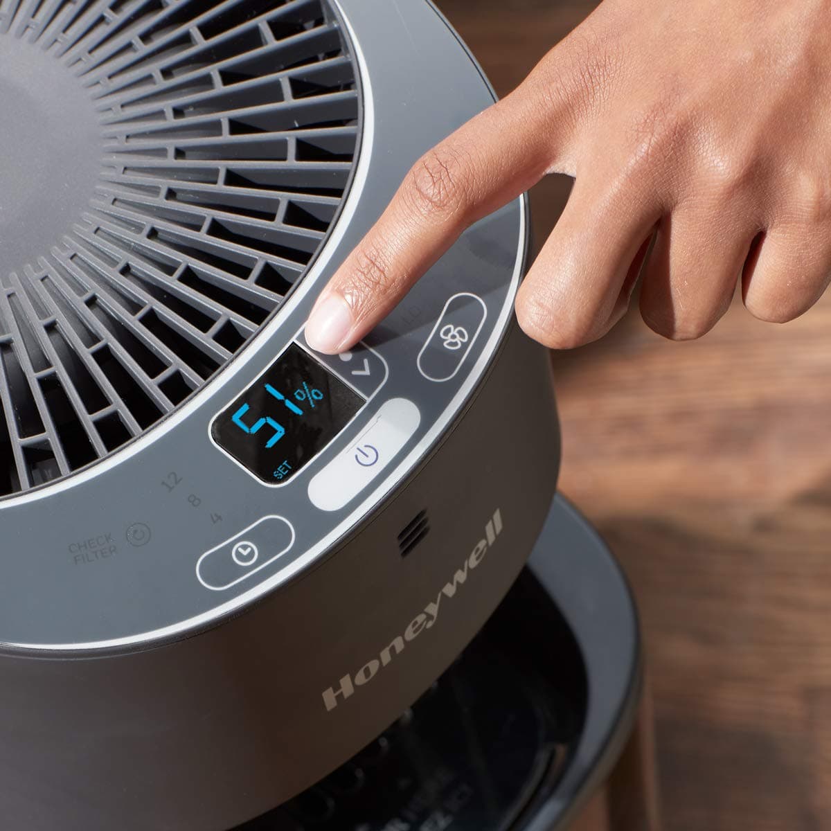 Honeywell Umidificador de torre de preenchimento superior, umidistador digital, preto - umidificador de névoa fresca para quarto, casa ou escritório com design de torre de economia de espaço thumbnail 9