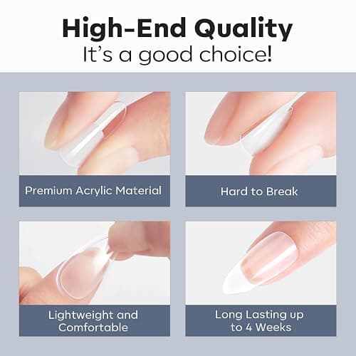 Modelones Nageltips 510 Stück- Full Cover Nail Tips Set,Gel Tips Set, Pre-Buff PMMA Harz Nagelspitzen, Künstliche Nägel Zum Aufkleben Nail Art DIY, Medium Almond thumbnail 8