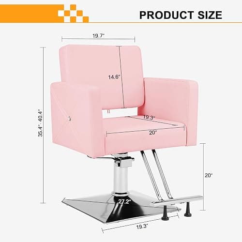 Barber Salon Chairs for Hair Stylist, Hydraulic Hair Salon Chair, Pink | Heavy Duty, 360 Degree Swivel, Adjustable Height, Styling Braiding Hairdressing Chair, for Beauty Salon Equipment thumbnail 3