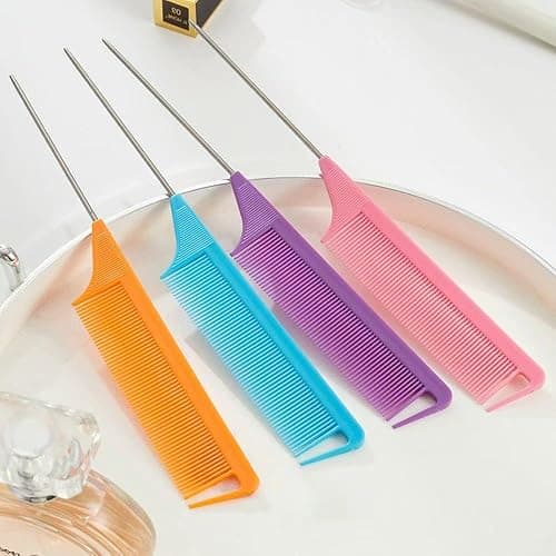10pcs Rat Tail Combs Set,Salon Hair Stylists Metal Fine Tooth Combs thumbnail 8