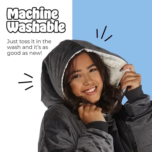 THE COMFY Original | Sherpa Lined Microfiber Fleece Wearable Blanket, Oversized Design with Hood and Pocket from Shark Tank thumbnail 7