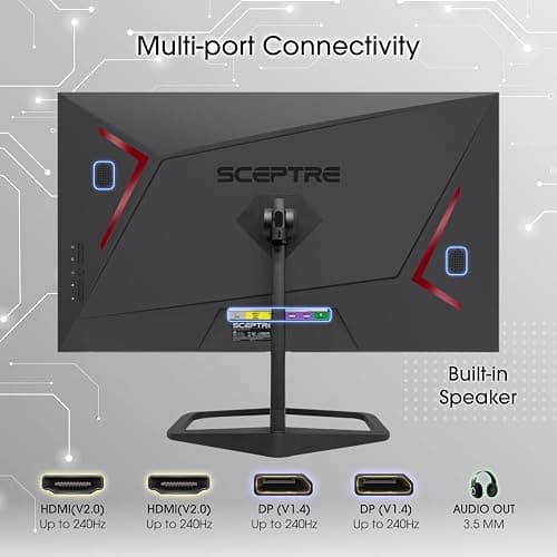 Sceptre New 24.5-inch Gaming Monitor 240Hz 1ms DisplayPort x2 HDMI x2 100% sRGB AMD FreeSync Premium Build-in Speakers, Machine Black 2026 (E255B-FWD240 Series) thumbnail 5