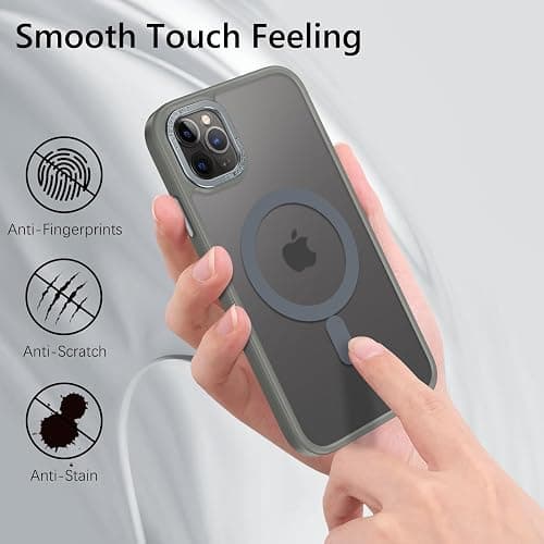 GUAGUA Strong Magnetic for iPhone 11 Pro Max Case [Compatible with MagSafe] [Military Grade Protection] Translucent Matte Back Slim Shockproof Anti-Scratch Phone Cover 6.5-Inch, Grey thumbnail 2