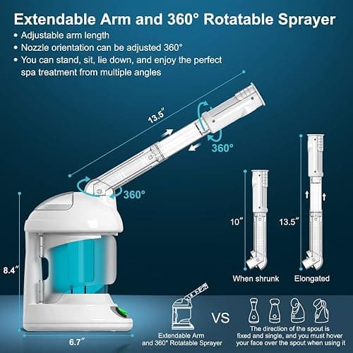 DENFANY Hair Steamer, 2 in 1 Hair and Face Steamer for Natural Hair with UV Ozone, Face Steamer Hair Humidifier Moisturising Hydration System Sprayer for Personal Care Use at Home and Salon thumbnail 6