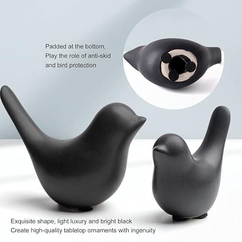 Notakia Small Birds Statues Home Decor Modern Style Decorative Ornaments for Living Room Decor, Bedroom, Office Desktop, Cabinets (Black 2Pcs Birds) thumbnail 4