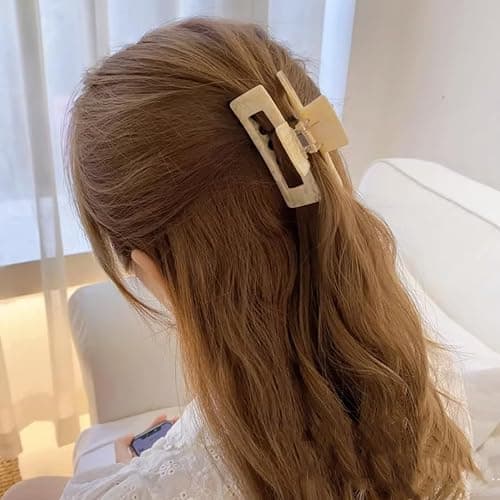 3 inch Hair Claw Clips Cutout Tortoise Shell Celluloid Hair Jaw Clips French Design Rectangle Hair Clamp for Women Ladies Mother (2 Pack) thumbnail 7