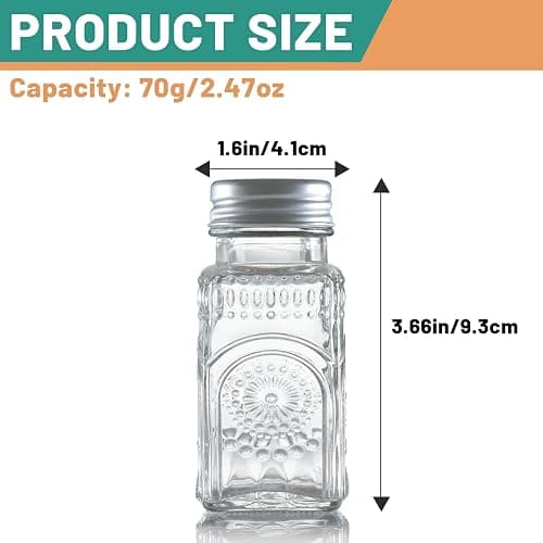 Wongblee 2 Pack Glass Salt and Pepper Shakers Set, Vintage Spice Shakers for Dining Room Table, Kitchen, Restaurant (Sunflower Style) thumbnail 3