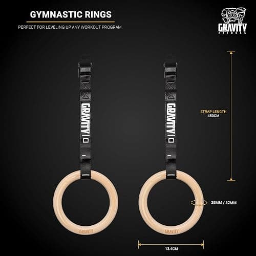 GRAVITY FITNESS Wooden Gymnastic Rings with Adjustable Straps with Buckle – Premium Calisthenic Olympic Rings for Gymnastics, & Full Body Fitness for Home and Gym Workouts thumbnail 3