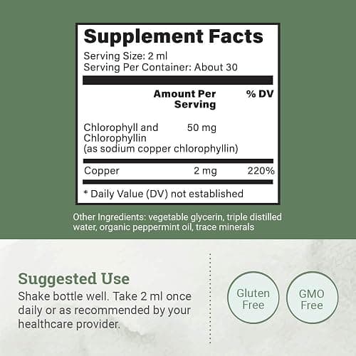 Liquid Chlorophyll, Liquid Drops for Immune System Support, Natural Internal Deodorant - Vegan Chlorophyll Drops with Organic Glycerin - Clorofila Liquida, Chlorophyllin Detox Cleanse (1 mL) thumbnail 2