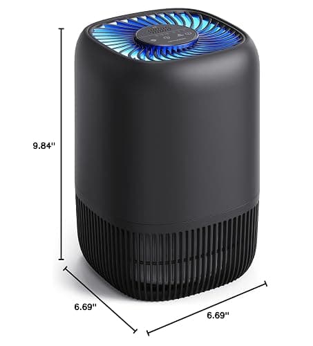 VOOPNU Air Purifiers for Bedroom, High Efficiency Filter, 1076 Ft², Black | for Pet Hair Odors Pollen Smoke, with 3 Speeds Timer Aroma 22dB Quiet 360°Intake, Compact Air Cleaner for Home Dorm Room thumbnail 10