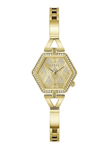 GUESS Gold-Tone Hexagon Analog Watch - Image 1