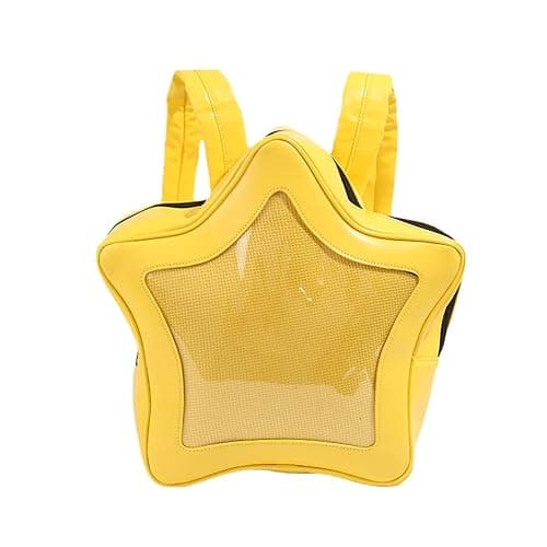 Vobomo Yellow Star Kawaii Backpack PU Leather Ita Bag Backpack Y2k Shoulder Bag Aesthetic Cute Backpack (Yellow) - Image 1