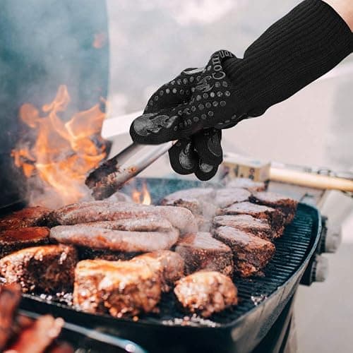 Comsmart BBQ Gloves, 1472 Degree F Heat Resistant Grilling Gloves Silicone Non-Slip Oven Gloves Long Kitchen Gloves for Barbecue, Cooking, Baking, Cutting thumbnail 2