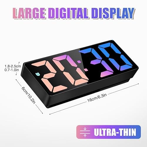Generico Sveglia da Comodino Digitale, Orologio Digitale con Snooze e Display Luminoso, Grande Schermo LED per Ora/Data/Temperatura, Alimentazione USB e a Batterie, Colorato thumbnail 3
