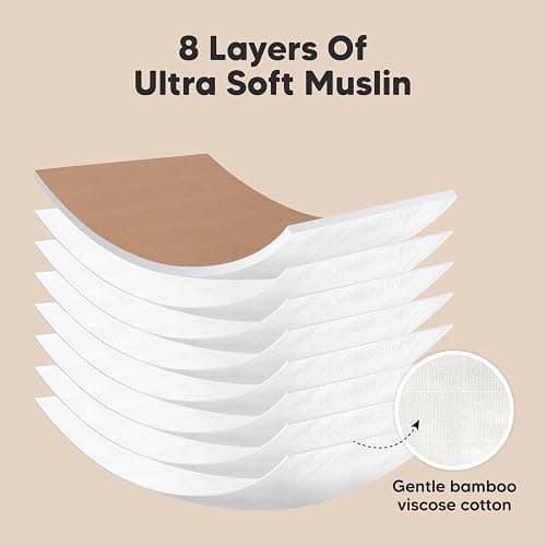 5-Pack Muslin Burp Cloths Baby Boy, Girl - Very Absorbent Baby Burp Cloth Rags, 8-Layers Viscose Derived from Bamboo Cotton Muslin Towel, Super Soft Spit Up Rags, No Shrink Washcloths (Hills) thumbnail 4