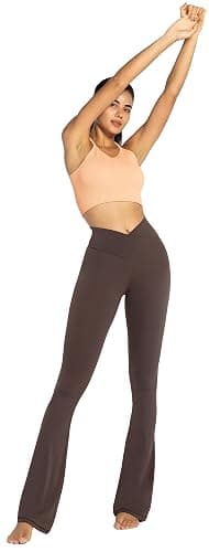 Sunzel Flare Leggings, Crossover Yoga Pants with Tummy Control, High-Waisted and Wide Leg - 30in Inseam - Medium - Black thumbnail 7