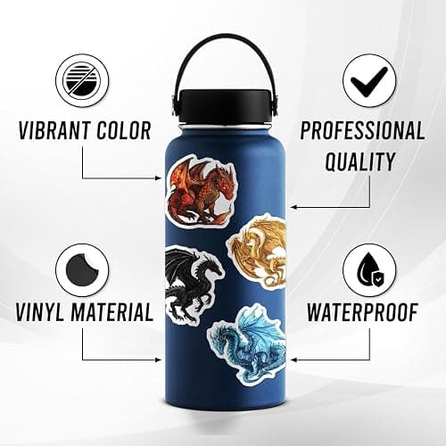 Pack 50 Pcs Magic Animal Dragon Stickers for Water Bottles Funny Laptop Luggage Computer Scrapbooking Kids Teens Girls Boys Adults Aesthetic Waterproof Sticker Small Vinyl Decals thumbnail 6