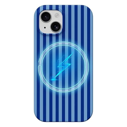 Yeddabox for iPhone 14 Case with Magsafe Striped Phone Case for Women Girls, Navy Blue - Image 1