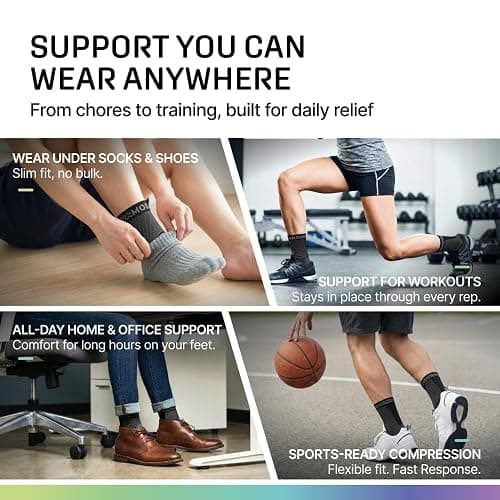 Modvel Foot & Ankle Brace Socks for Sprained Ankle Compression Sleeve - Plantar Fasciitis Relief Brace, Foot Support for pain Women & Men - Tendonitis & Arthritis Feet Sleeve, Stabilizing Ankles Wrap thumbnail 6