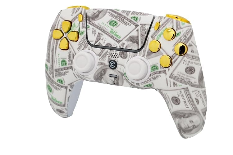 Custom Wireless Controller Compatible with PS5 - Multiple Designs Available (Money & Gold Inserts) thumbnail 3