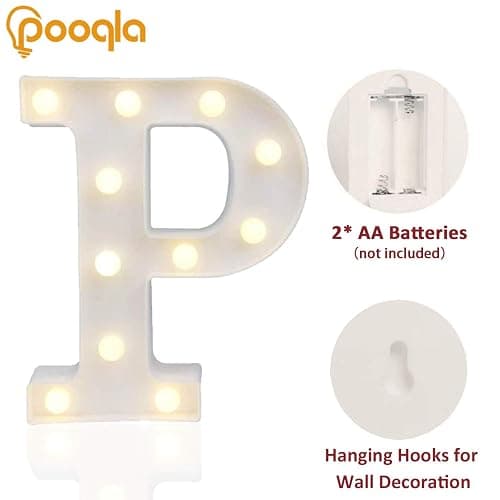 Pooqla LED Marquee Letter Lights Sign, Light Up Alphabet Letter for Home Party Wedding Decoration P thumbnail 3