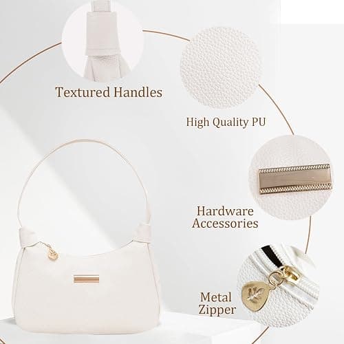Women's Tote Bags Small Elegant Shoulder Purse Handbag Retro Fashion Bag Underarm Purse - White thumbnail 4