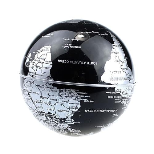 Senders Floating Globe with LED Lights C Shape Magnetic Levitation Floating Globe World Map for Desk Decoration (Black-Silver) thumbnail 3