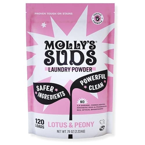Molly's Suds Original Laundry Detergent Powder | Clean Laundry Detergent Powder for Sensitive Skin | Simple, Effective Ingredients, Stain Fighting | 120 Loads (Lotus & Peony) - Image 1