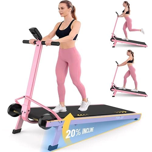 Walking Pad Treadmill with Incline 20%, Manual Foldable Walking Pad with Handle Bar, 500lbs Capacity, Non-Slip Surface, Fixed Incline, Digital Monitor, Compact Build for Home/Gym/Indoor/Outside - Image 1